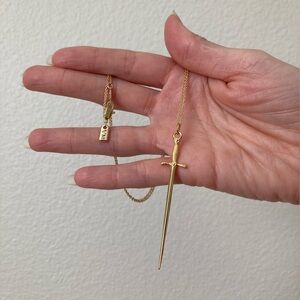 Vanessa Mooney sonnet of the sword gold dagger pendant necklace